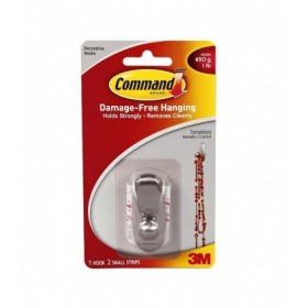 3M Command Small Timeless Hook Brushed Nickel 17062BN