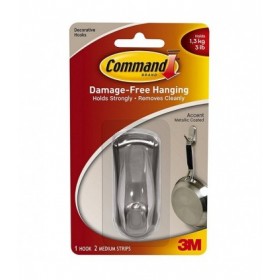 3M Command Medium Accent Hook Brushed Nickel Plated 17071