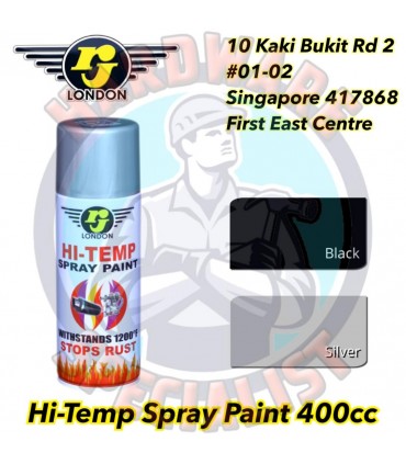 RJ London High Temperature Spray Paint Silver/Black- 400mL