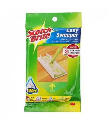 3M Scotch-Brite Easy Sweeper Wiper Wet Refill - 8 Sheets