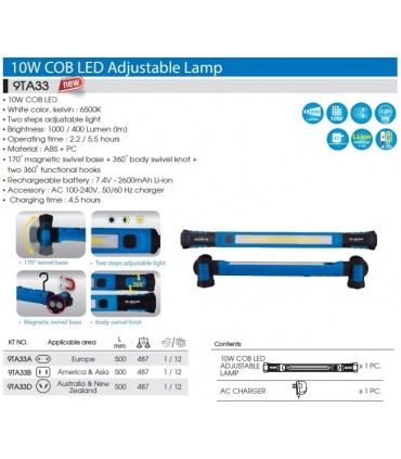 King Tony 9TA33A 10W COB LED Adjustable Lamp