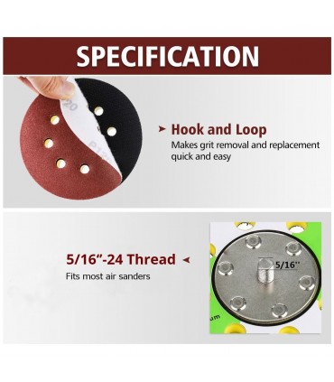5 Inch Velcro Sanding Pad For Air Sander (8 Hole)