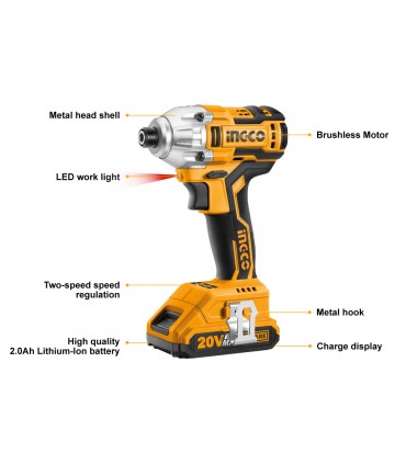 Ingco CIRLI2002 Brushless Cordless Impact Driver
