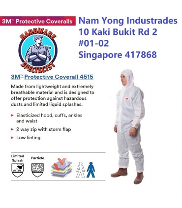 3M 4515 Protective Coverall Safety PPE (Full Body Coverage)