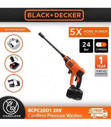 Black & Decker BCPC20D1 20V Cordless High Pressure Washer Water Jet Cordless Cleaner