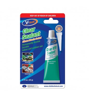 V-Tech VT-130 Clear RTV Silicone Gasket Sealant For Aquarium / Headlight