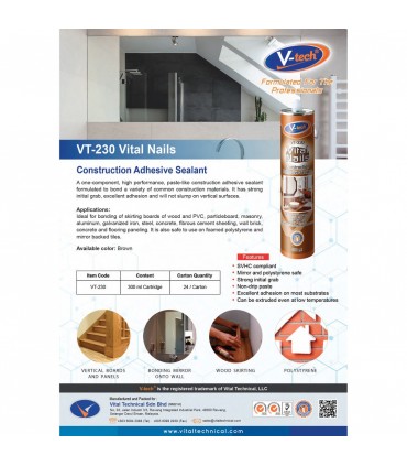 V-Tech VT-230 Vital Nails Construction Adhesive Sealant 300ml