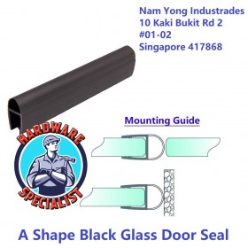 Hardware Specialist Bathroom A Shape Black Glass Door Seal