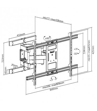 Titan SGB892 43'' - 75" Double Arm Swivel Mount TV Bracket- Black