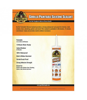 Gorilla Paintable Silicone Sealant White - 295mL