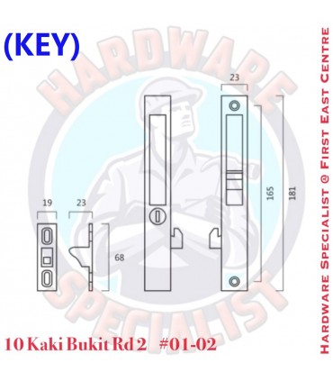 Aluminum Sliding Door Flush Lock HS-3 / HS-4 (Non Key / Key)