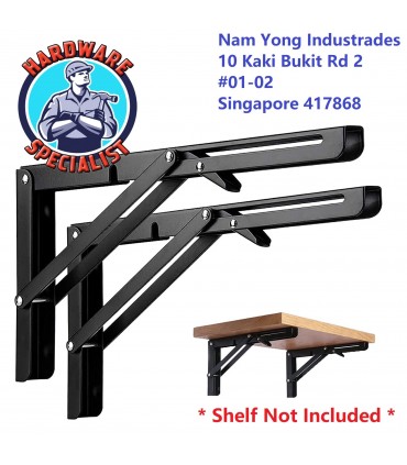 Hardware Specialist Heavy Duty Black Foldable L Bracket