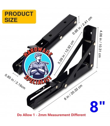 Hardware Specialist Heavy Duty Black Foldable L Bracket