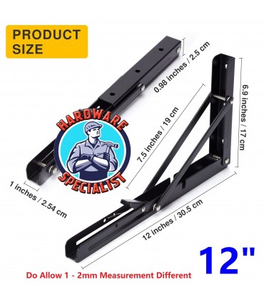Hardware Specialist Heavy Duty Black Foldable L Bracket