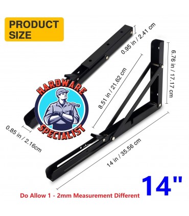 Hardware Specialist Heavy Duty Black Foldable L Bracket
