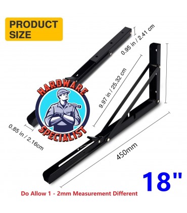 Hardware Specialist Heavy Duty Black Foldable L Bracket