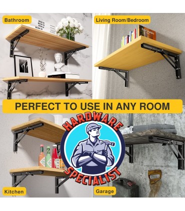 Hardware Specialist Heavy Duty Black Foldable L Bracket
