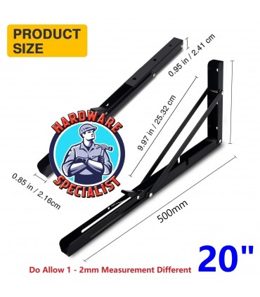Hardware Specialist Heavy Duty Black Foldable L Bracket