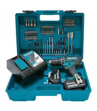 Makita 2 x 18V LXT 3.0 Ah Cordless Hammer Driver Drill Kit - 74 pcs Accessories