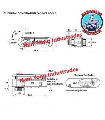 Cyberlock 4 Digit Wooden Cabinet Combination Lock
