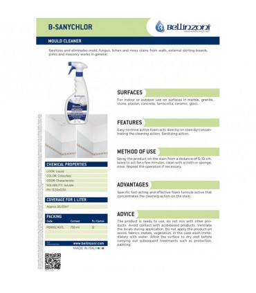 Bellinzoni B-Sanychlor Procare Mould Cleaner - 750mL