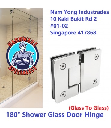 180 Degree Shower Glass Door Hinge (Glass To Glass)