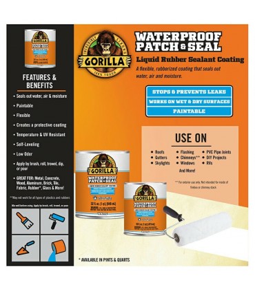 Gorilla Waterproof Patch & Seal Liquid Rubber Sealant Coating - 32 oz