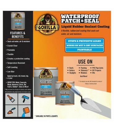 Gorilla Waterproof Patch & Seal Liquid Rubber Sealant Coating - 32 oz