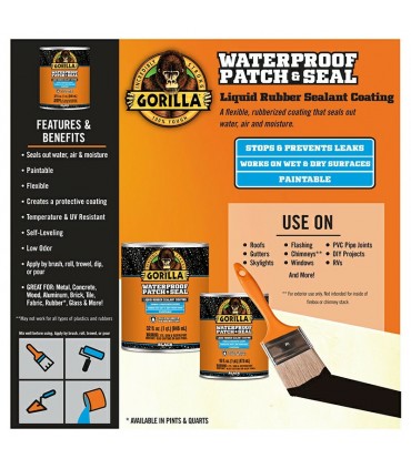 Gorilla Waterproof Patch & Seal Liquid Rubber Sealant Coating - 32 oz