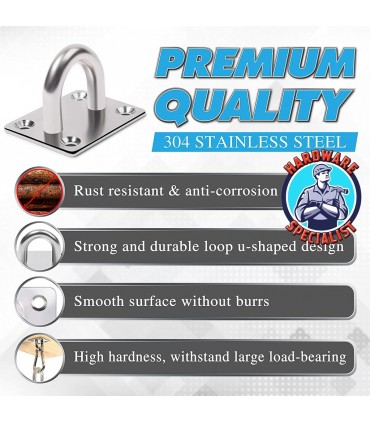 Stainless Steel 304 Square Plate Eye Hook