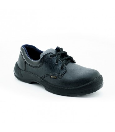 Nitti Low Cut Leather Safety Shoe with Shoe Lace - Black