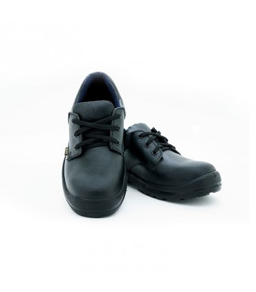 Nitti Low Cut Leather Safety Shoe with Shoe Lace - Black