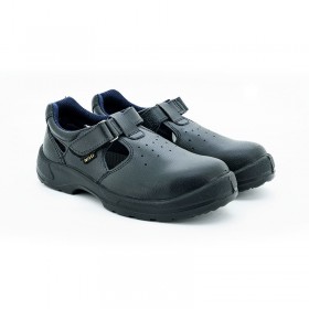Velcro Straps Leather Safety Shoe with Shoe Lace