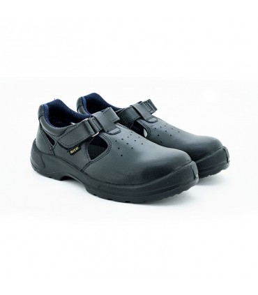 Velcro Straps Leather Safety Shoe with Shoe Lace