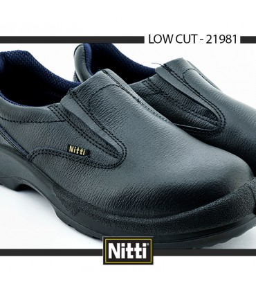 Nitti Low Cut Slip-on Leather Safety Shoe - Black
