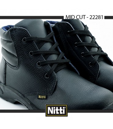 Nitti Mid Cut Safety Shoe with Shoe Lace - Black
