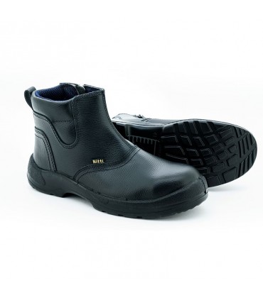 Nitti Mid Cut Safety Shoe with Side Zip - Black