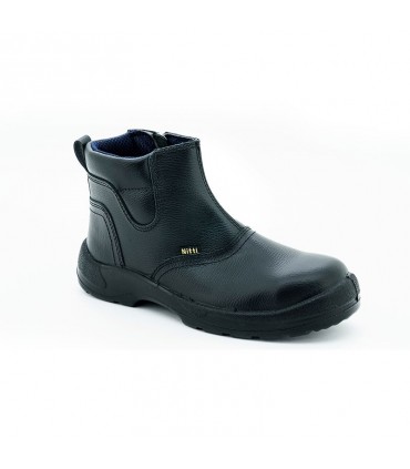 Nitti Mid Cut Safety Shoe with Side Zip - Black
