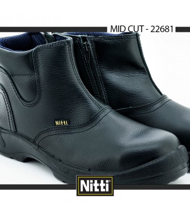 Nitti Mid Cut Safety Shoe with Side Zip - Black
