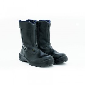 High Cut Side Zip Safety Shoe - Black
