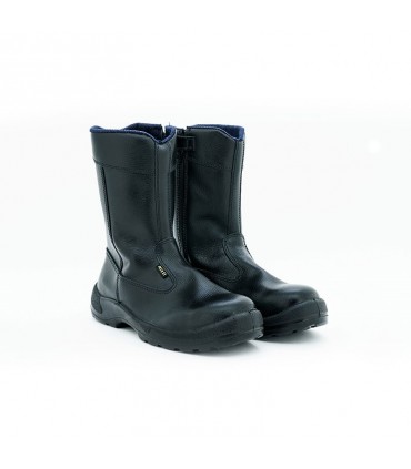 High Cut Side Zip Safety Shoe - Black
