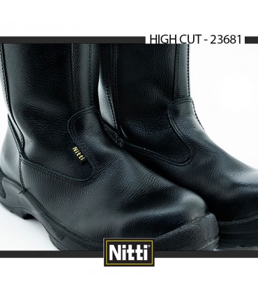 Nitti High Cut Safety Shoe with Side Zip - Black