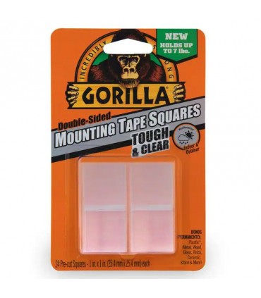 Gorilla Tough & Clear Square Mounting Tape - 1 inch x 1 inch