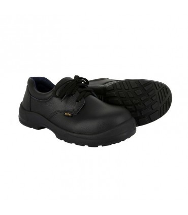 Nitti Low Cut Leather Safety Shoe with Shoe Lace - Black