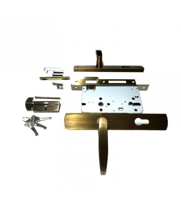 Posse Antique Brass Mortise Entry Handle Lock Set with Backset