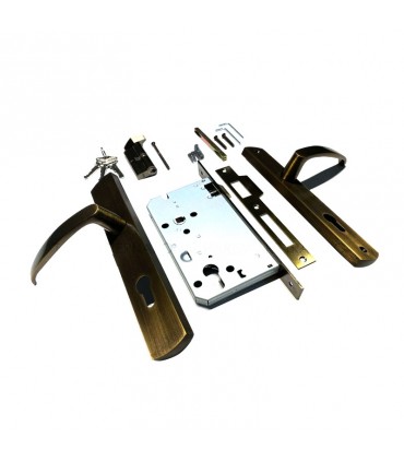 Posse Antique Brass Mortise Entry Handle Lock Set with Backset