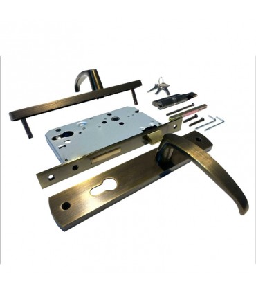 Posse Antique Brass Mortise Entry Handle Lock Set with Backset