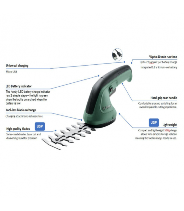 Bosch EasyShear 3.6V Cordless Garden Shears with Shrub