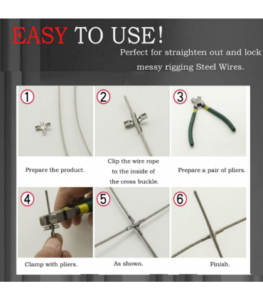 Hardware Specialist Stainless Steel Wire Rope Cross Buckle / Wire Rope Trellis Clamp