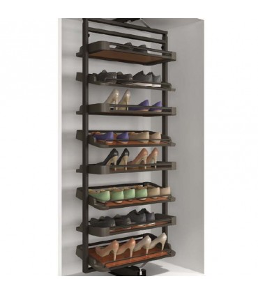 LUfi 8000.010.0700.10 Caldo 010 Rotary Shoe Rack 8 Layer with Soft Close Slide - Mocca